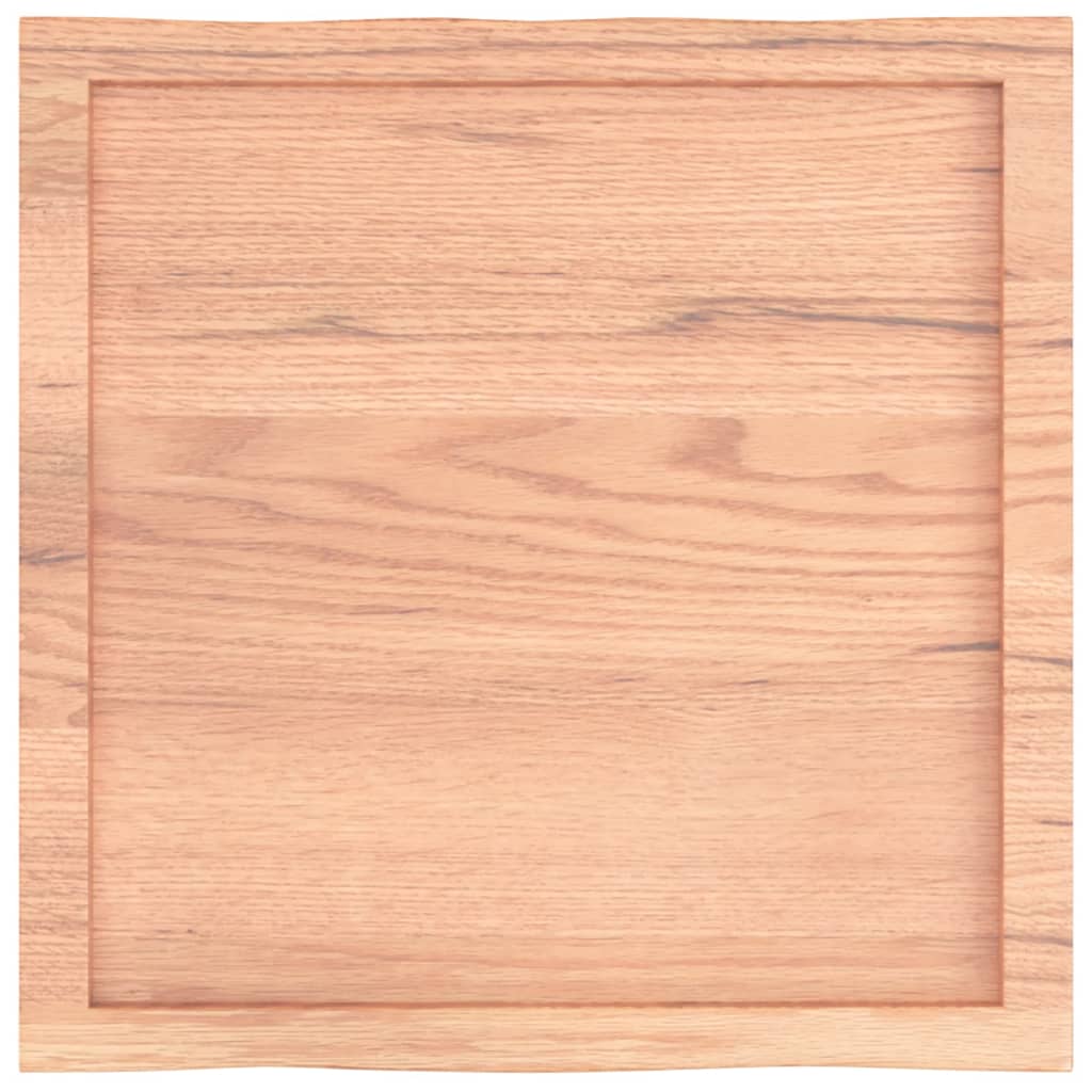 Table Top Light 60x60x(2-4) cm Treated Solid Wood Live Edge - Close-up of natural oak wood finish.