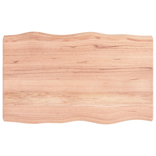 Table Top Light 80x50x(2-6) cm Treated Solid Wood Live Edge top view showing natural wood grain and wavy edge.