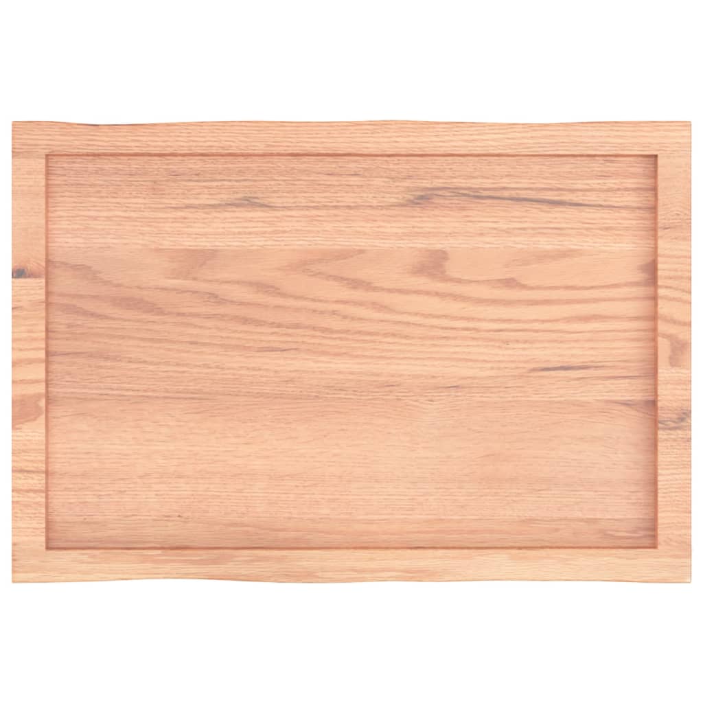 Table Top Light 80x50x(2-6) cm Treated Solid Wood Live Edge showing a smooth natural oak finish.