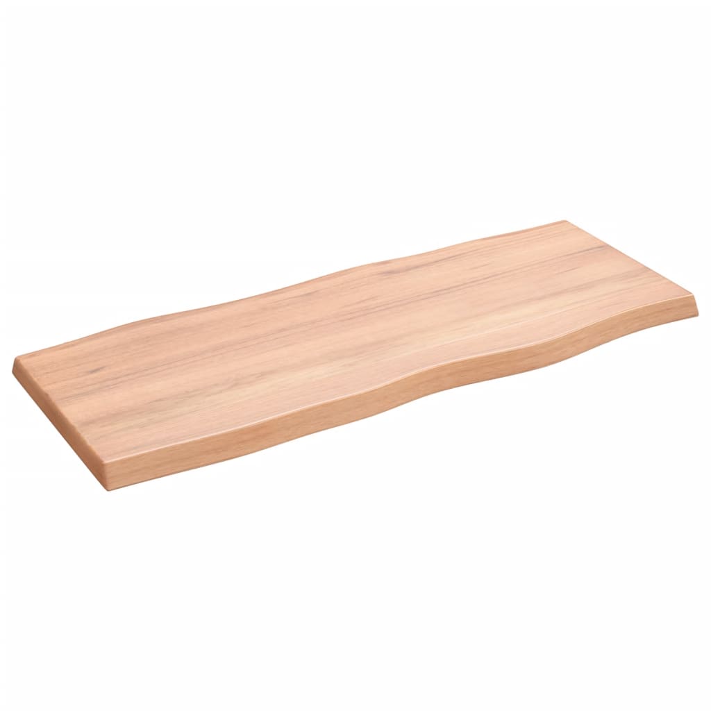 Table Top Light 100x40x(2-4)cm Treated Solid Wood Live Edge - Solid oak wood tabletop with a natural wave design.