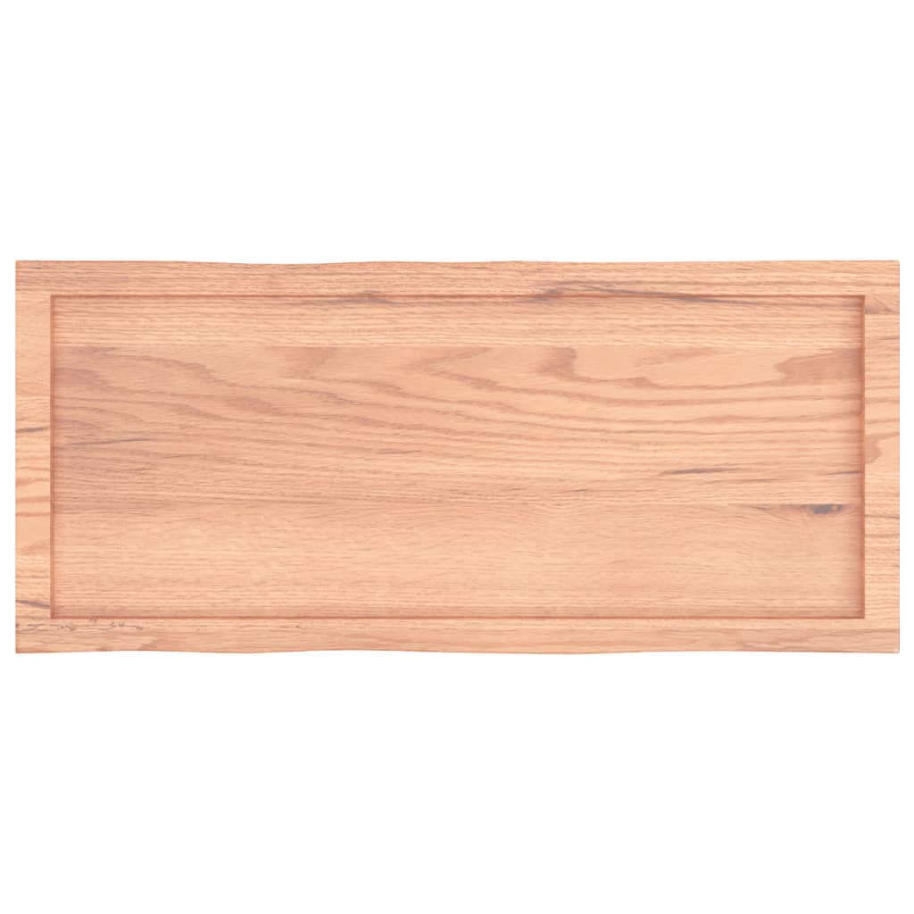 Table Top Light 100x40x(2-4)cm Treated Solid Wood Live Edge, solid oak wood with natural grain pattern.