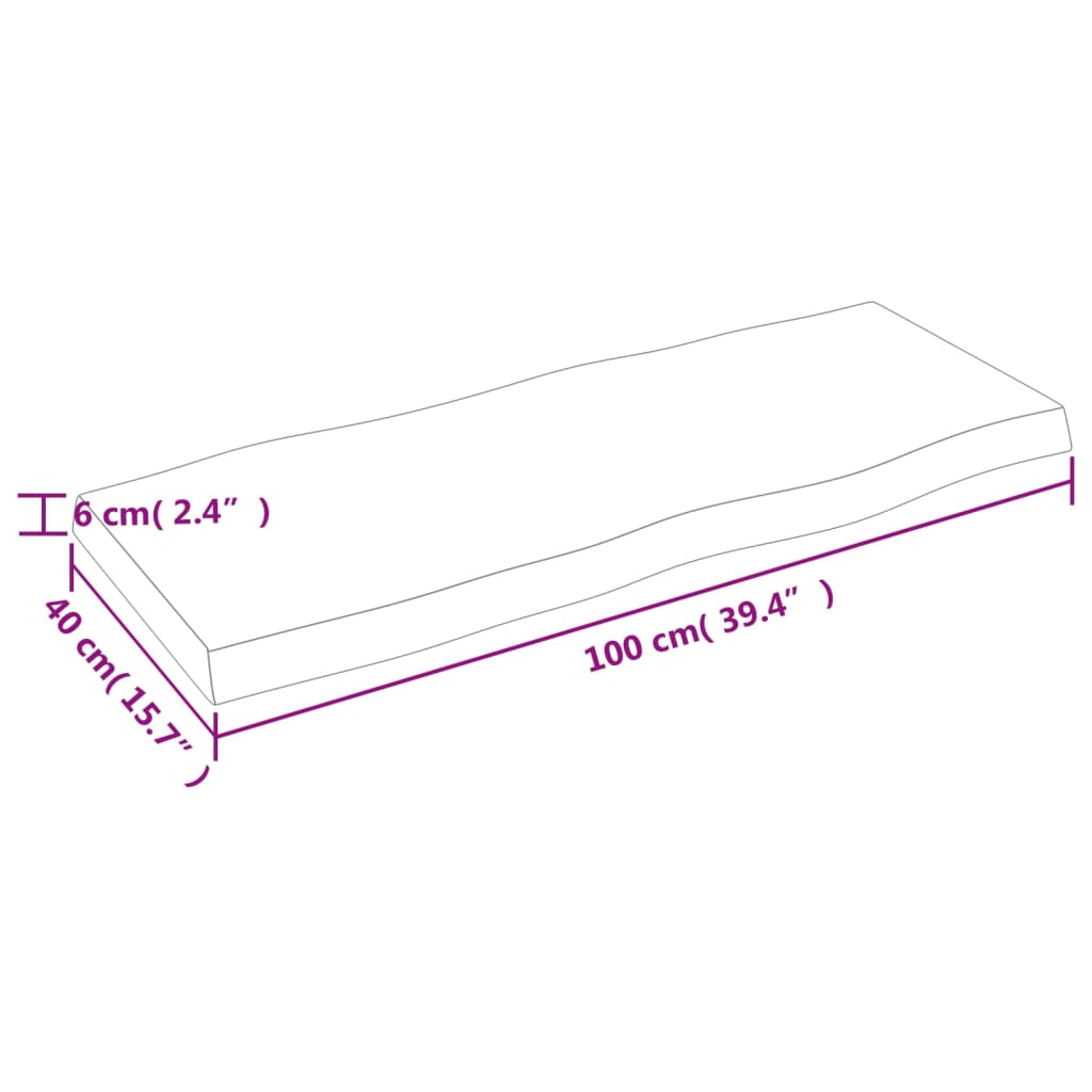 Table Top Light 100x40x(2-6)cm Treated Solid Wood Live Edge , Tables , eligant,Furniture -,Modern Design,new-305021,Table Accessories -,Table Tops,Wooden Furniture