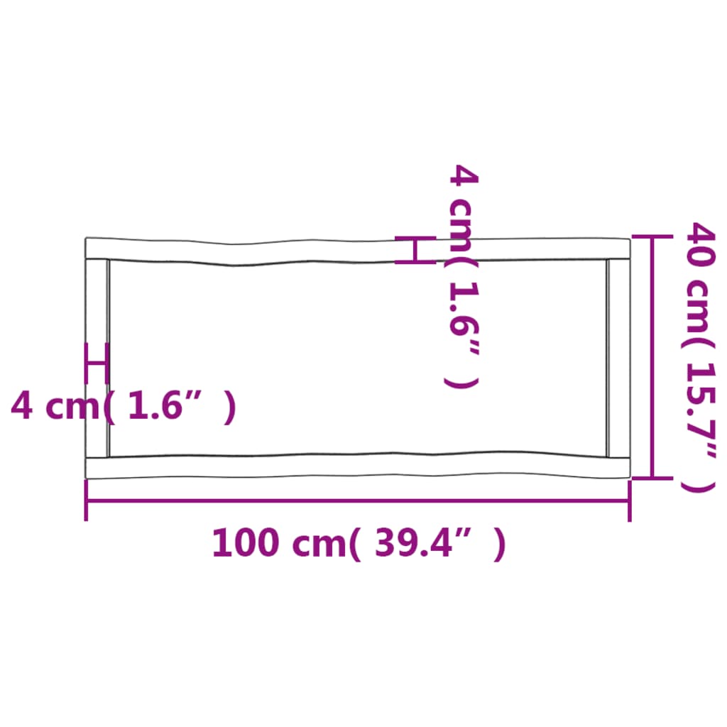 Table Top Light 100x40x(2-6)cm Treated Solid Wood Live Edge , Tables , eligant,Furniture -,Modern Design,new-305021,Table Accessories -,Table Tops,Wooden Furniture