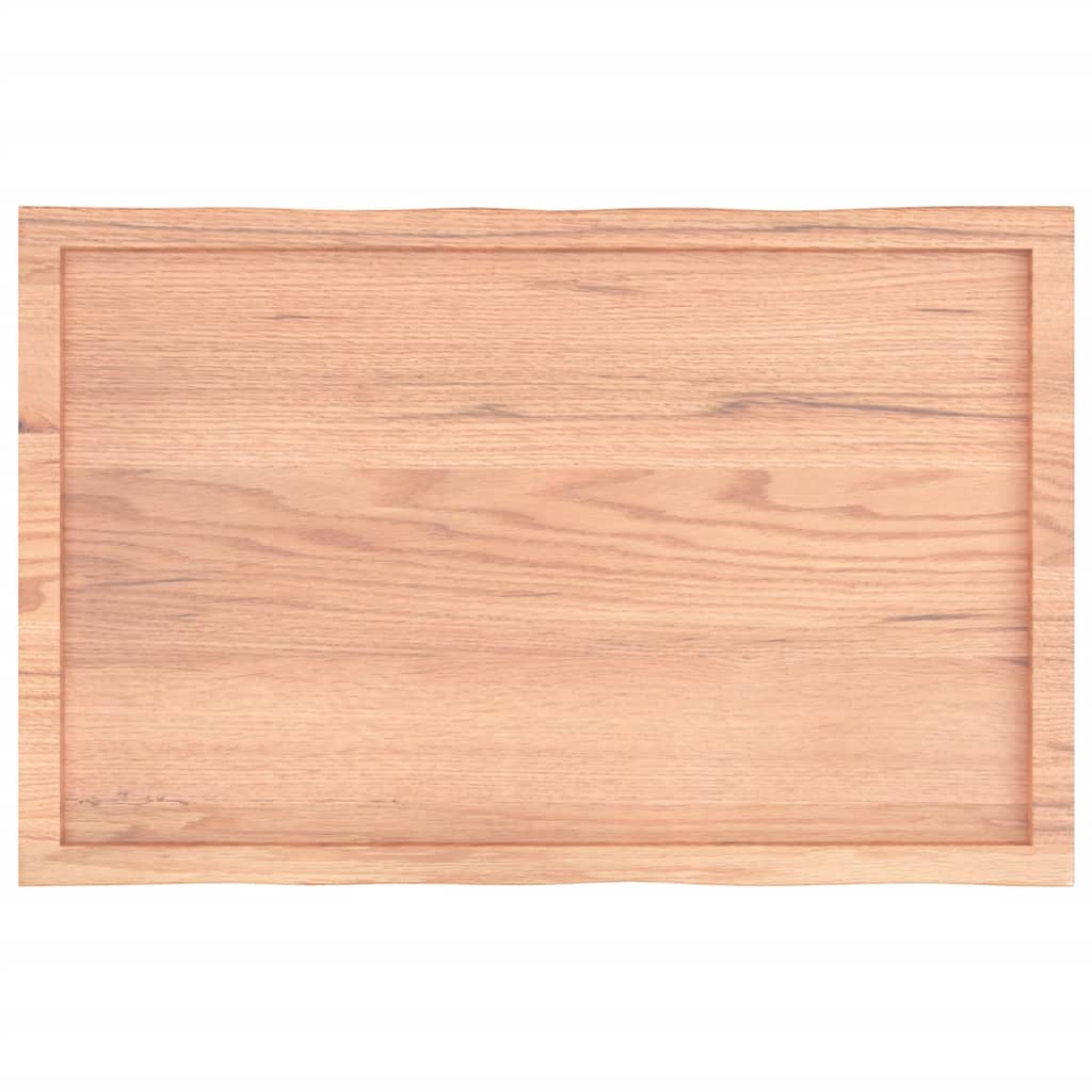 Table Top Light 100x60x(2-6)cm Treated Solid Wood Live Edge - Solid oak wooden tabletop in natural finish.