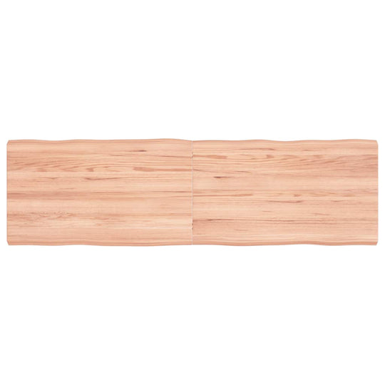 Table Top Light  140x40x(2-4)cm Treated Solid Wood Live Edge on a white background