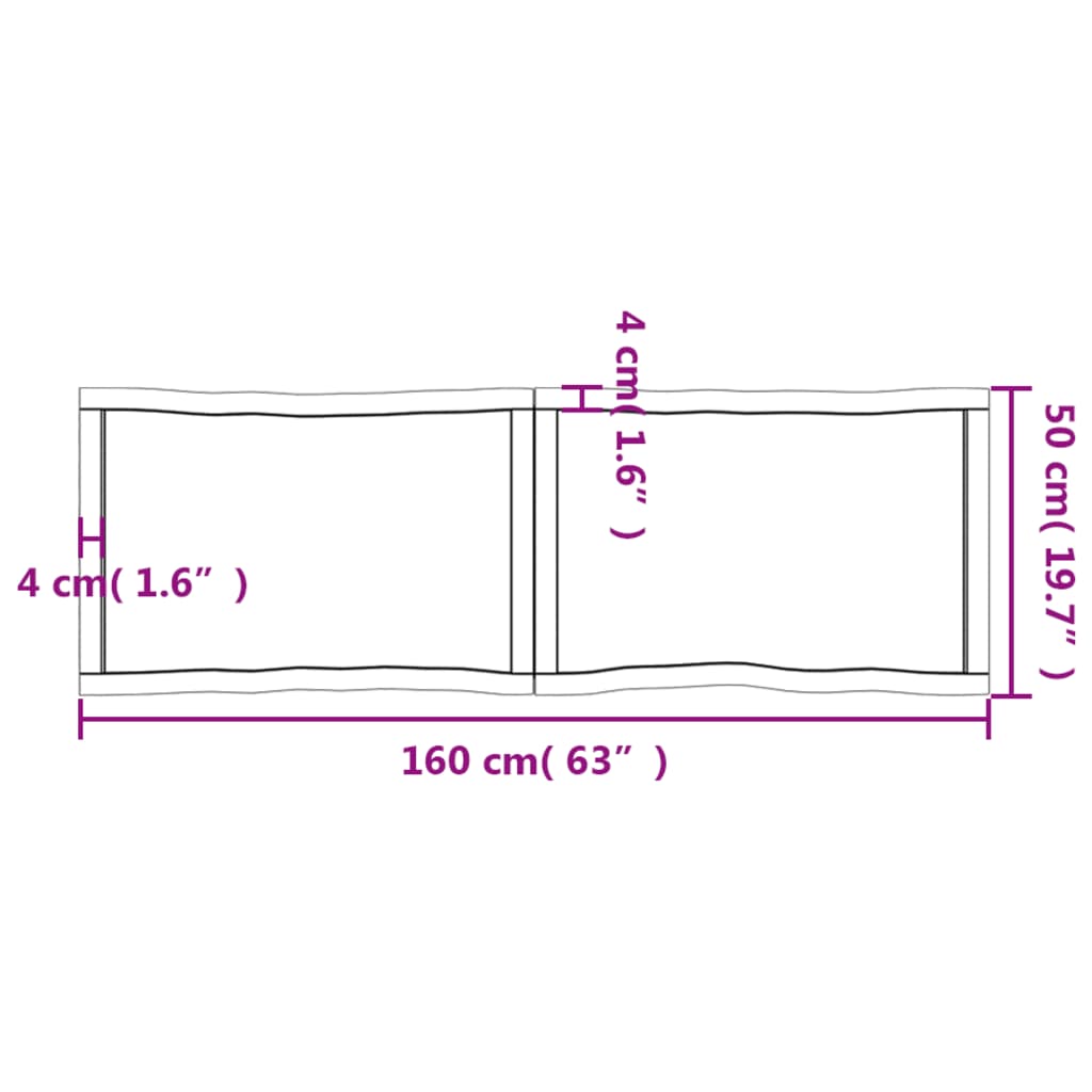 Table Top Light 160x50x(2-4)cm Treated Solid Wood Live Edge , Furniture -> Table Accessories -> Table Tops , brown,Durable,eligant,Furniture -,Modern Design,new-305021,Table Accessories -,Table Tops,Tables -,Wooden Furniture