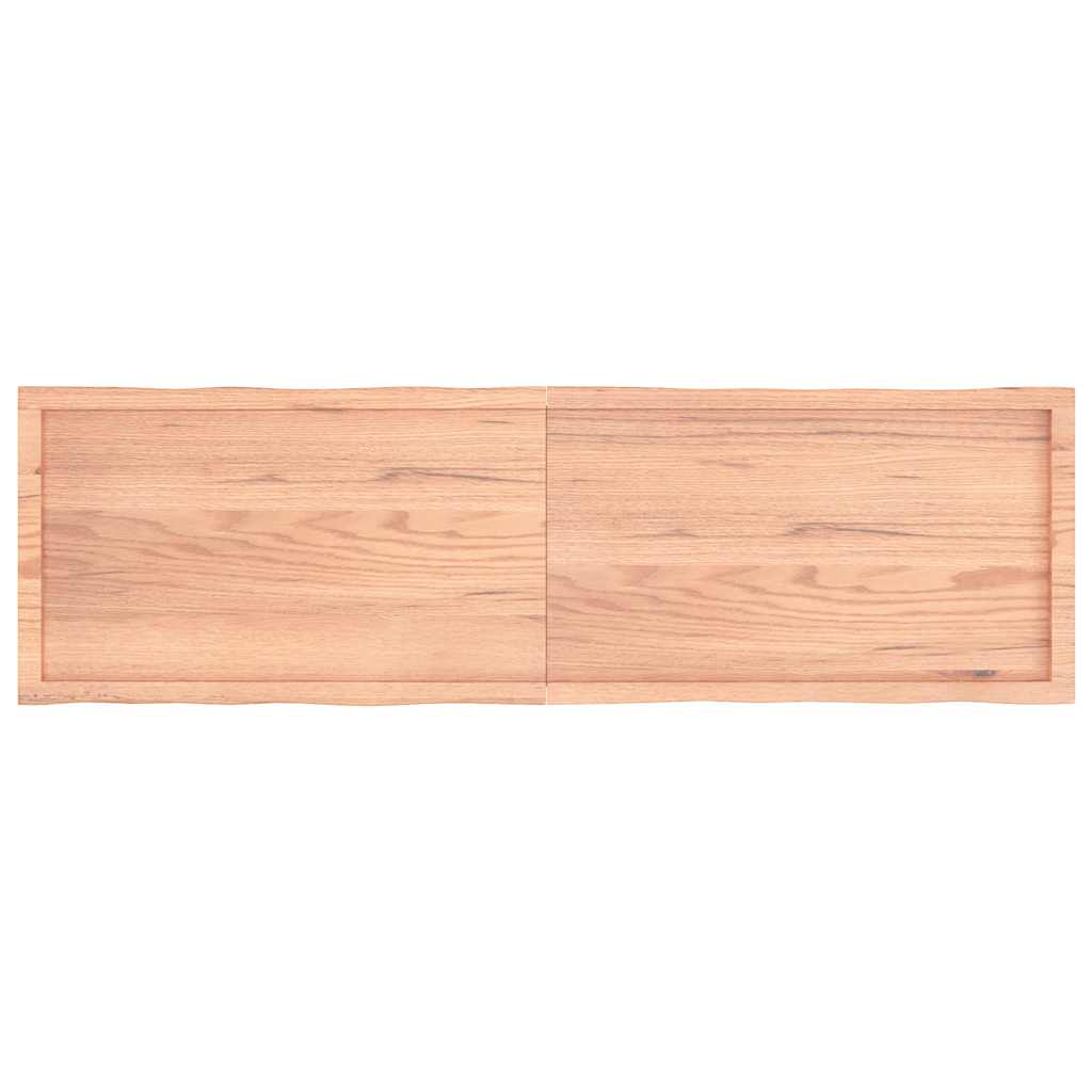 Table Top Light  180x50x(2-4)cm Treated Solid Wood Live Edge - Solid oak wood countertop with natural grain.
