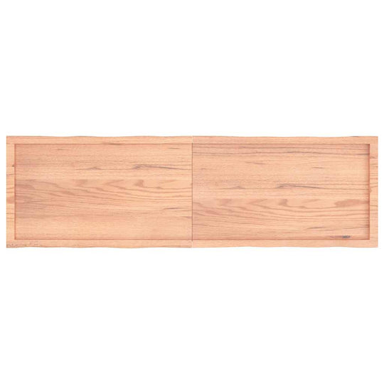 Table Top Light  180x50x(2-4)cm Treated Solid Wood Live Edge - Solid oak wood countertop with natural grain.