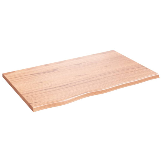 Bathroom Countertop Light 80x50x2 cm Treated Solid Wood - Durable oak countertop with unique grain.