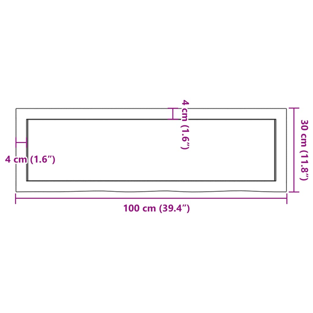 Bathroom Countertop Light Brown 100x30x(2-4)cm Treated Solid Wood