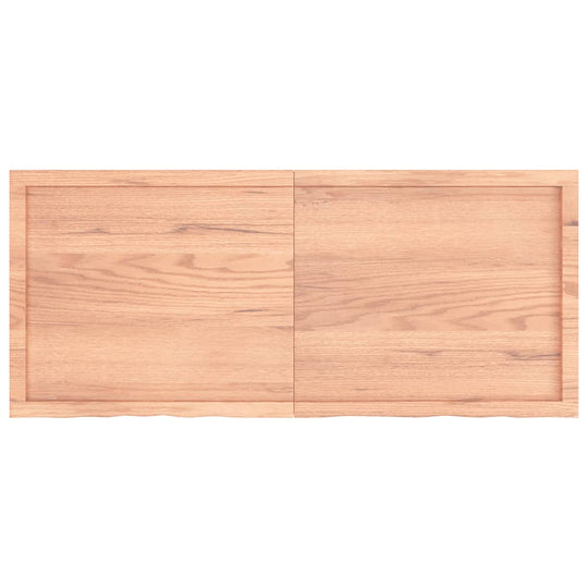 Light brown solid wood bathroom countertop, 140x60x(2-4)cm, durable and versatile design for home renovations.