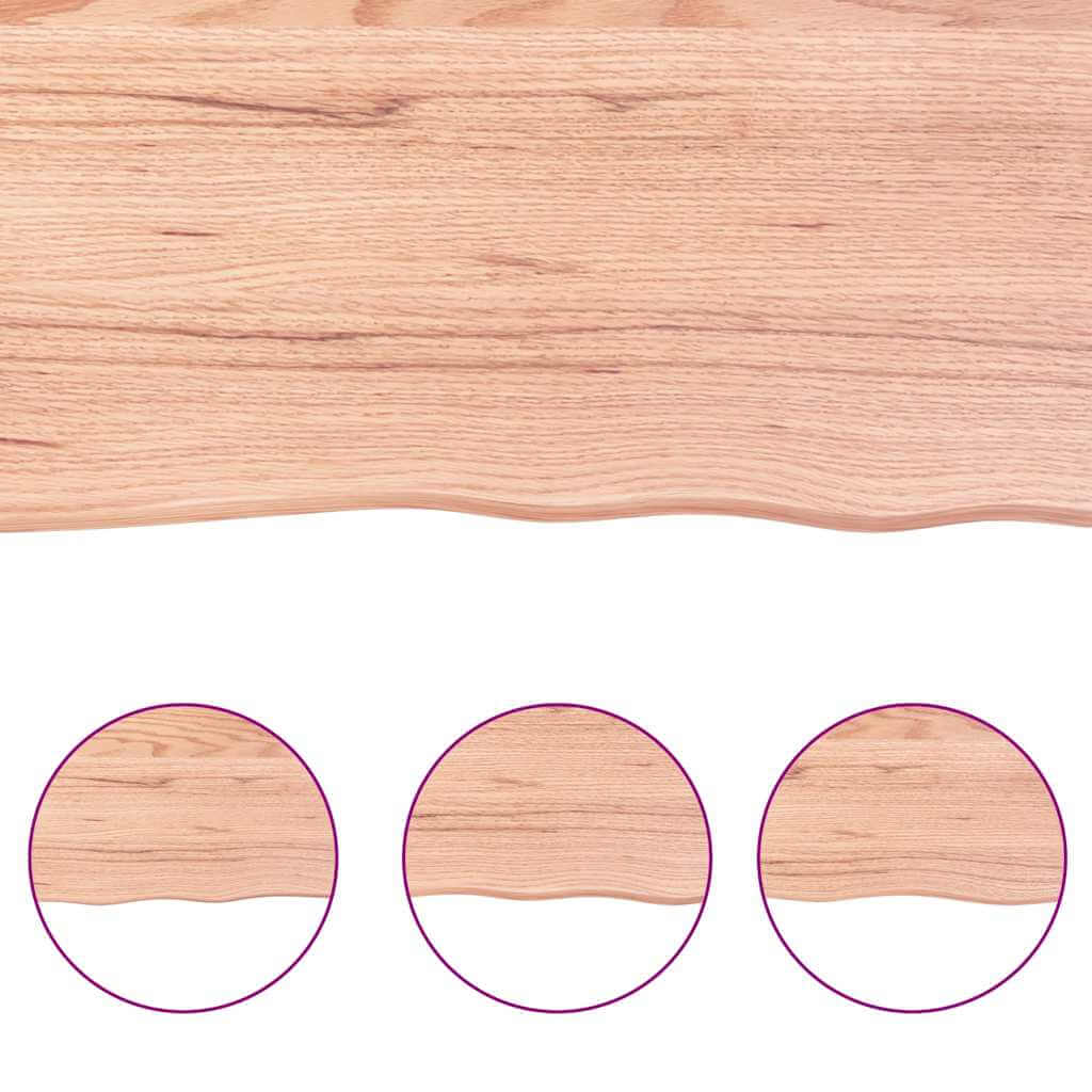 Bathroom Countertop Light  160x60x(2-4)cm Treated Solid Wood surface detail showcasing beautiful oak grain.
