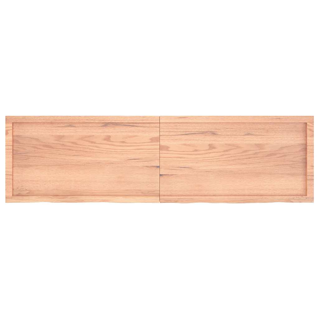 Bathroom Countertop Light 180x50x(2-4)cm Treated Solid Wood, natural oak finish with hinge design.