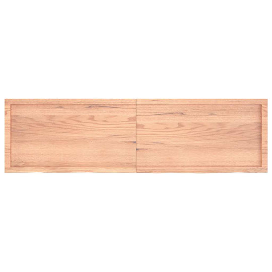 Bathroom Countertop Light 180x50x(2-4)cm Treated Solid Wood, natural oak finish with hinge design.