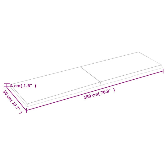 Bathroom Countertop Light  180x50x(2-4)cm Treated Solid Wood dimensions illustration showing length and width.