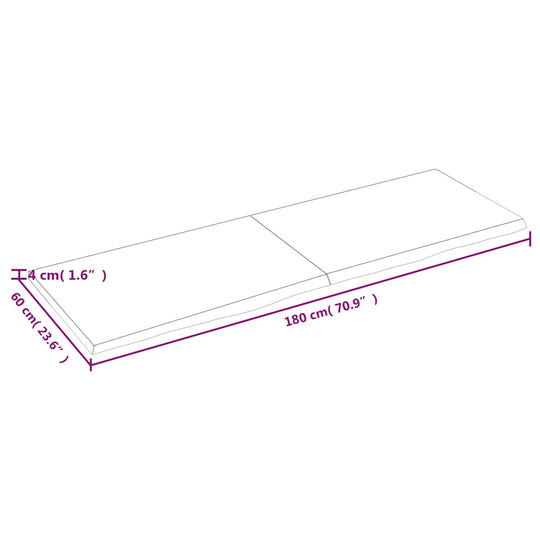 Bathroom Countertop Light 180x60x(2-4)cm Treated Solid Wood dimensions and design illustration