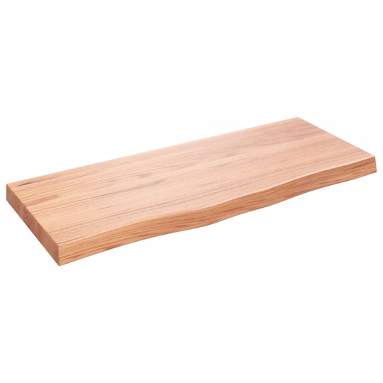Table Top Light 100x40x(2-6) cm Treated Solid Wood Oak viewed from above on a white background.