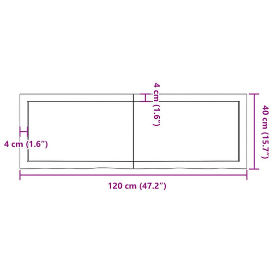 Table top dimensions 120x40 cm with hinge design, ideal for outdoor furniture and lounge settings.