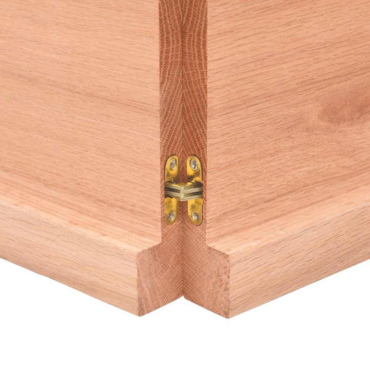 Table Top Light 160x60x(2-4) cm Treated Solid Wood Oak hinge detail for foldable design.