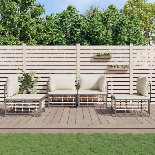 Garden Lounge Piece Set with Cushions  Poly Rattan