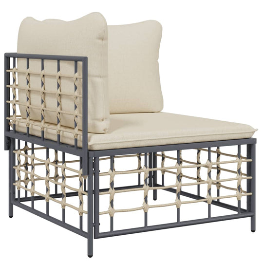 Modern garden lounge chair with cream cushions and poly rattan design, perfect for outdoor furniture and relaxation.