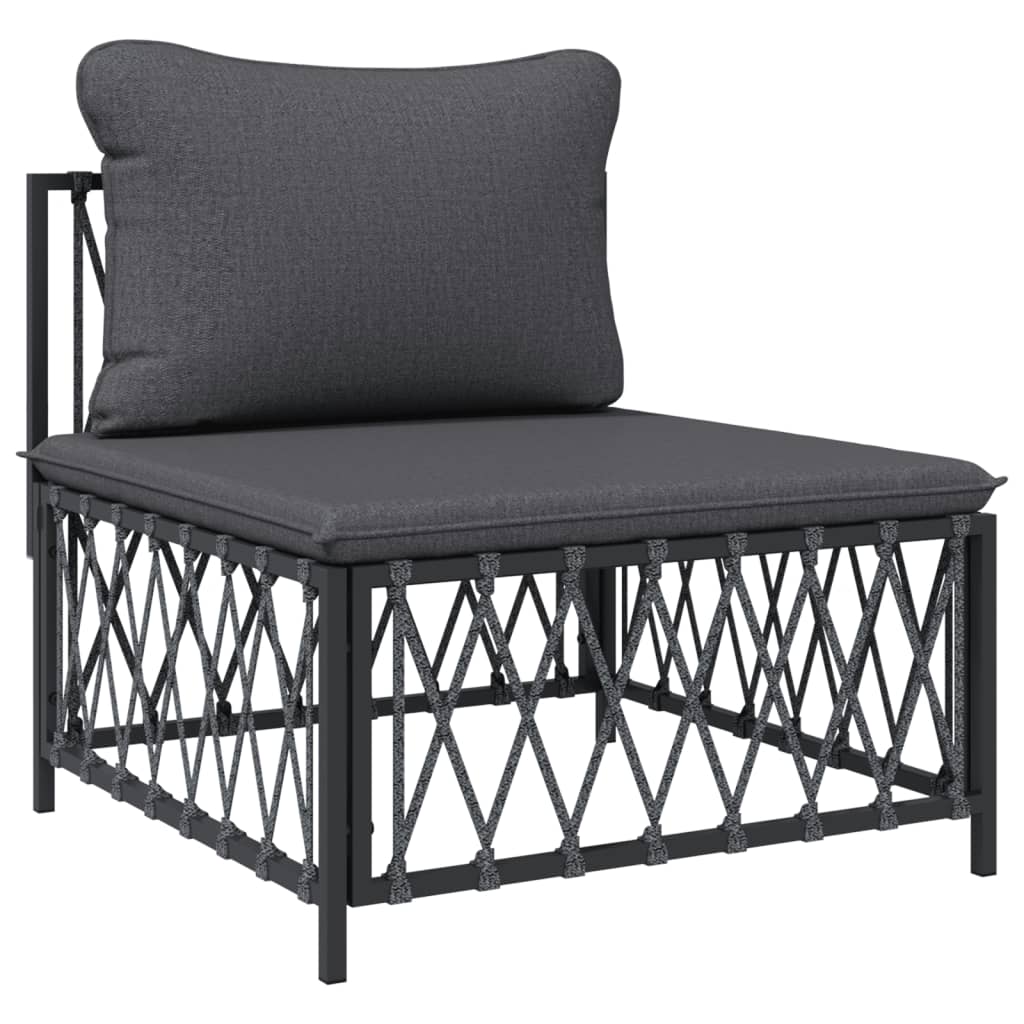 Comfortable anthracite lounge chair with woven fabric cushion, perfect for outdoor furniture and garden relaxation.