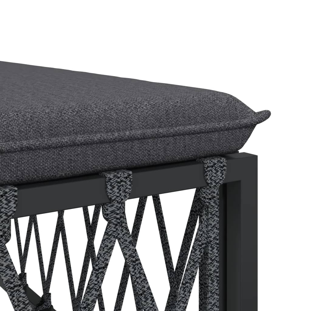 Close-up of the cushioned seat on the anthracite steel garden lounge set, showcasing durable woven fabric and sturdy frame.