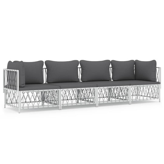 Piece Garden Lounge Set with Cushions  Steel