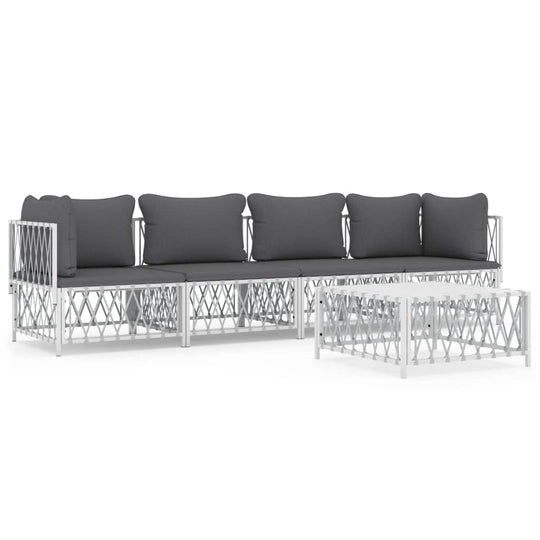 Piece Garden Lounge Set with Cushions  Steel