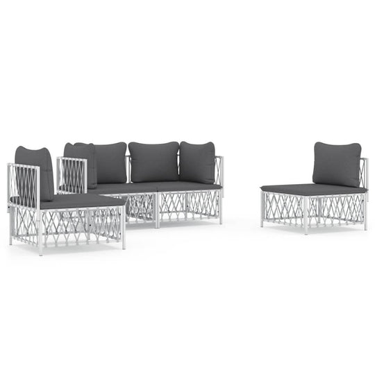Piece Garden Lounge Set with Cushions  Steel