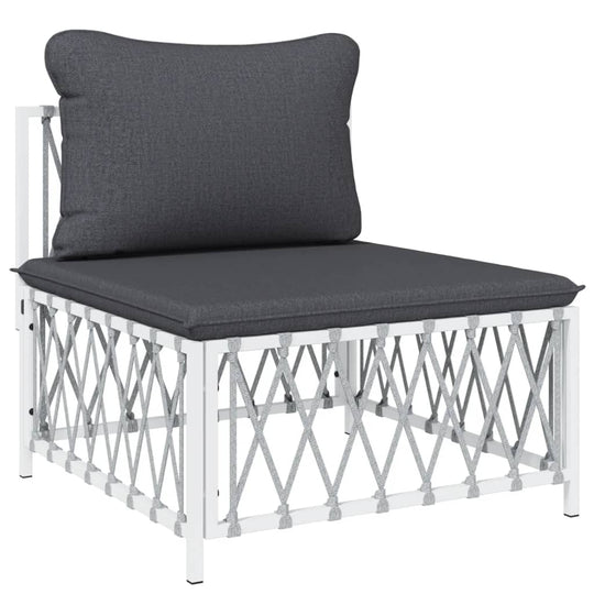 Modern garden lounge chair with gray cushion and white frame, perfect for outdoor furniture settings.