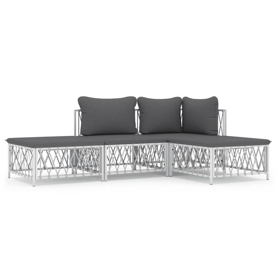Piece Garden Lounge Set with Cushions  Steel