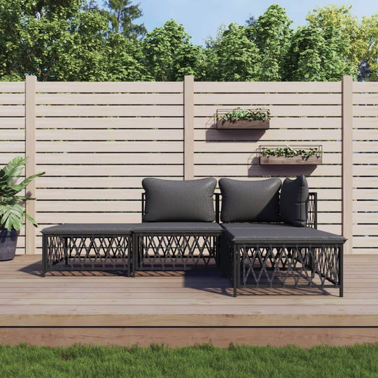 Garden Lounge Piece Set with Cushions  Steel