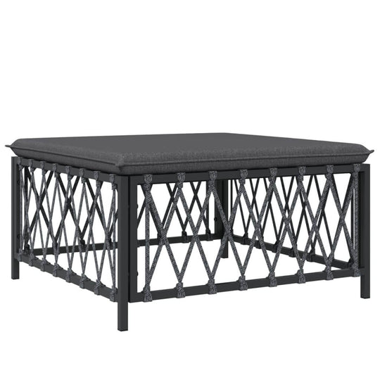 6 Piece Garden Lounge Set coffee table with anthracite cushions and sturdy woven fabric, perfect for outdoor furniture use.