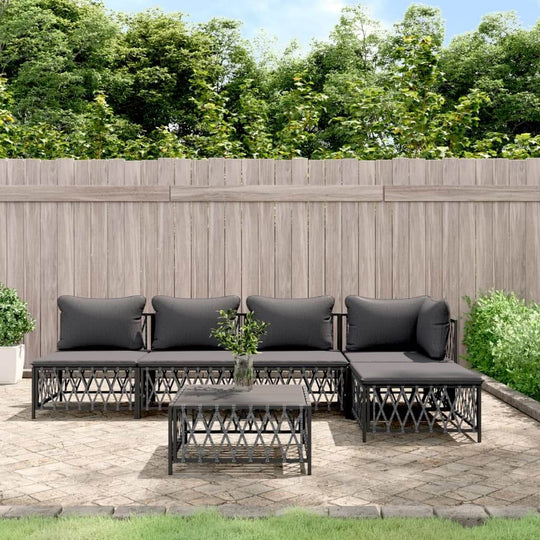 6 piece anthracite steel garden lounge set with cushions, perfect for outdoor relaxation and entertaining.