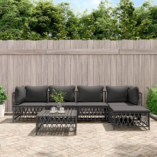 Comfortable 6 piece anthracite garden lounge set with cushions and sturdy steel frame, perfect for outdoor spaces.