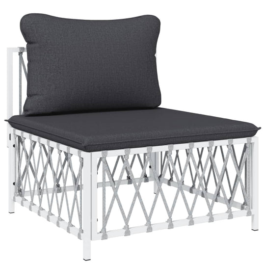 Comfortable outdoor lounge chair with gray cushion and durable white steel frame, perfect for garden furniture.