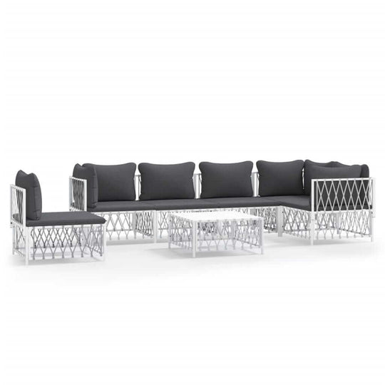 Piece Garden Lounge Set with Cushions  Steel