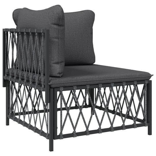 Comfortable anthracite outdoor lounge chair with soft cushions and sturdy woven steel frame, perfect for garden relaxation.