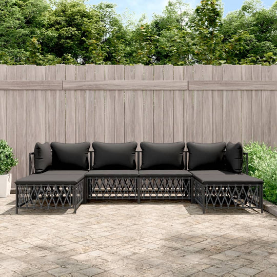 6 piece anthracite steel garden lounge set with cushions, perfect for outdoor furniture in a stylish patio setting.