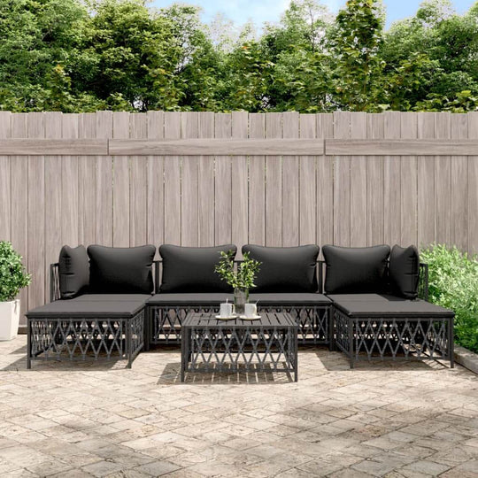 7 Piece anthracite garden lounge set with cushions, outdoor furniture for relaxing in patio or backyard.