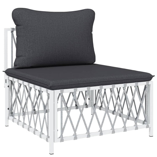 Stylish outdoor lounge chair with white steel frame and grey cushion, perfect for garden furniture and comfort.