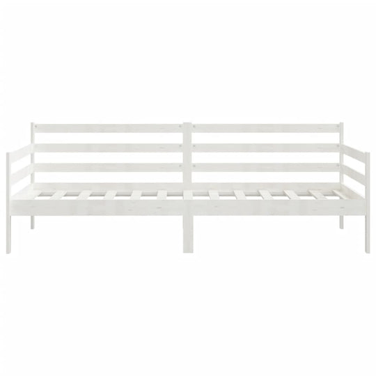 White solid wood day bed 90x200 cm, slatted design, perfect for outdoor furniture, lounge, or guest room use.