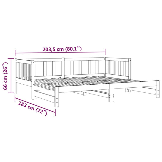 سرير نهاري قابل للسحب بدون مرتبة، أبيض، 2x(90x200) سم