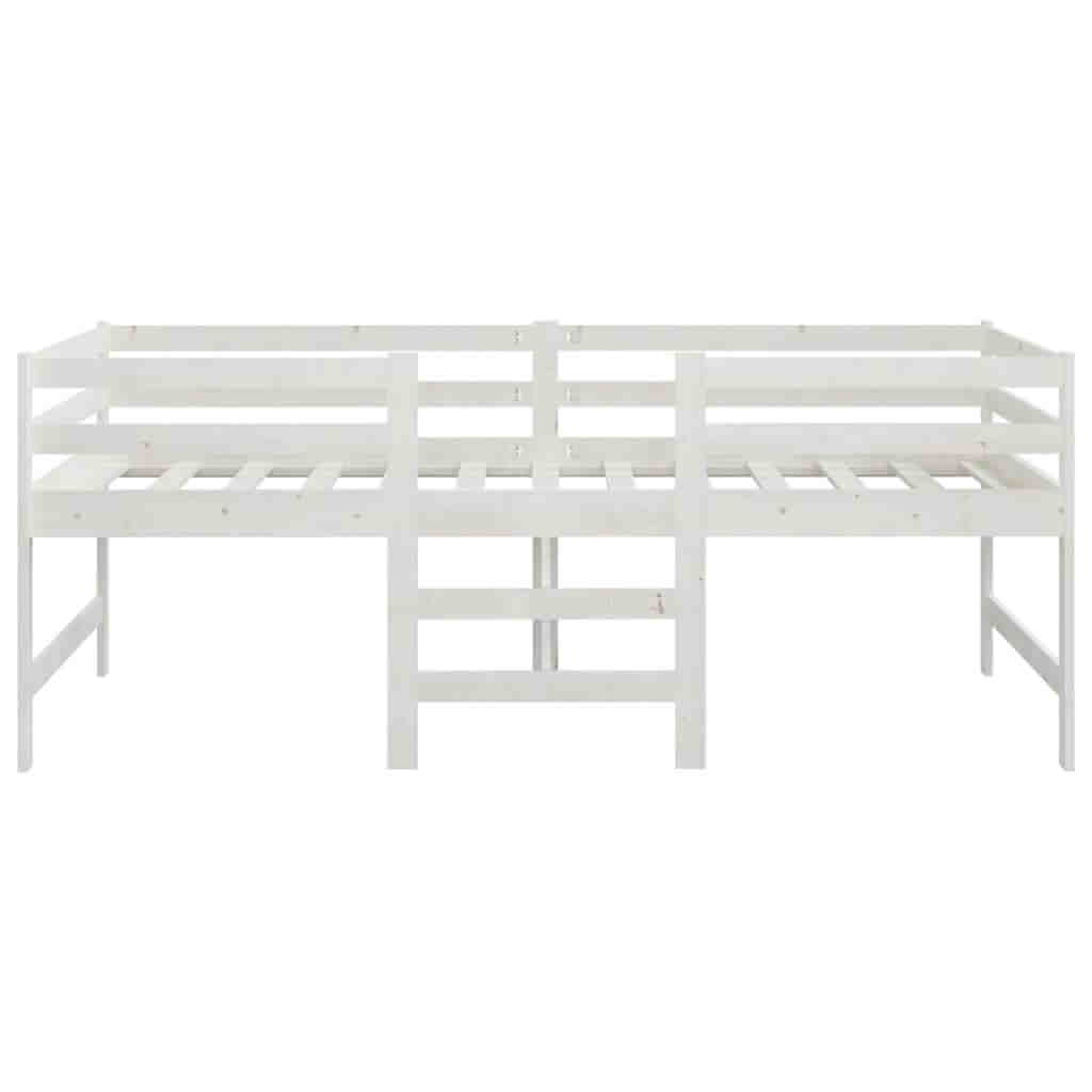 White solid pine wood bed frame 90x200 cm, perfect for small rooms, ideal for teens or adult guests, sturdy and stylish furniture.