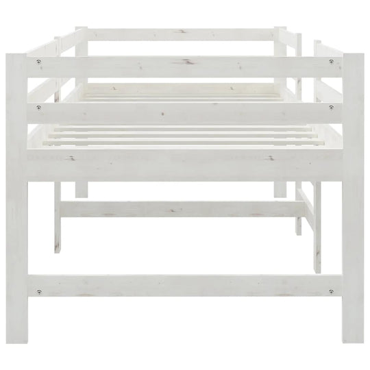 White solid pine bed frame 90x200 cm, perfect for small rooms, sturdy design for teens and overnight guests, versatile furniture.