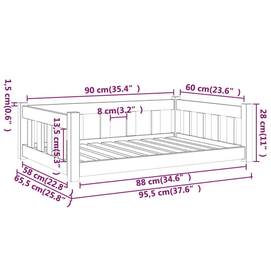 Dog Bed 95.5x65.5x28 cm Solid Wood Pine , bed , Animals & Pet Supplies -,Dog Beds,Home & Garden -,new-305021,Pet Supplies -,Wooden Furniture