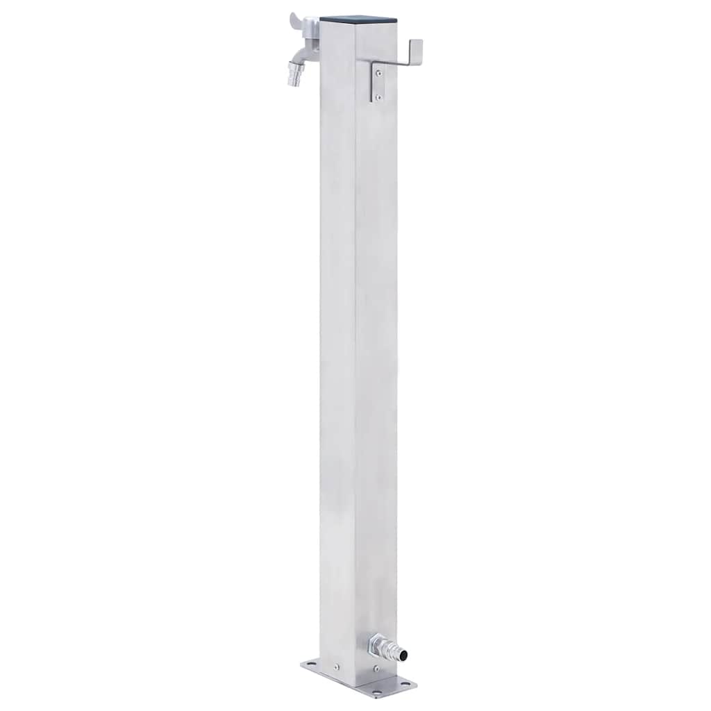 Garden Water Column Stainless Steel Square with faucet, ideal for outdoor watering and washing, corrosion-resistant and durable material.