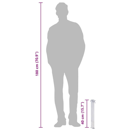 Size comparison for Garden Water Column Stainless Steel Square with human silhouette