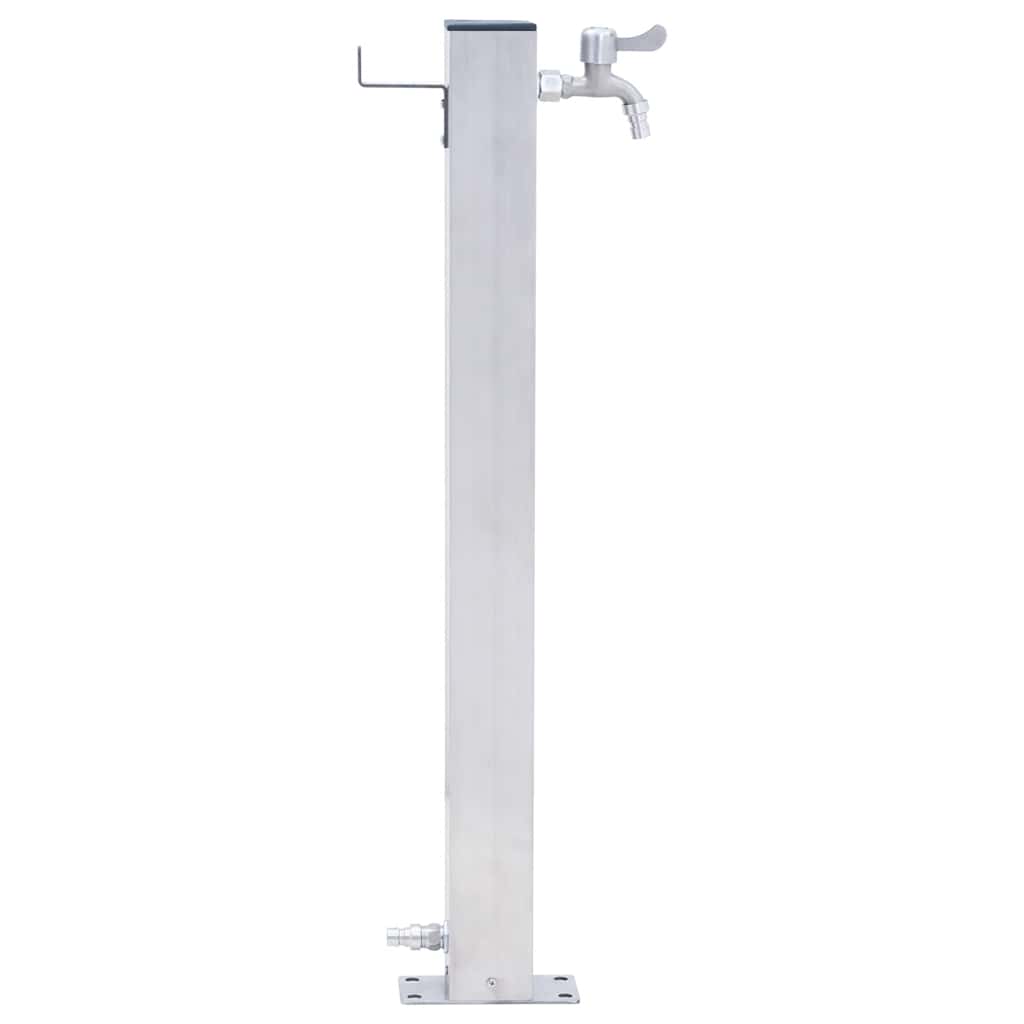 Garden Water Column – Stainless Steel Square Dubai with integrated faucet and hanging hook for convenient outdoor use.